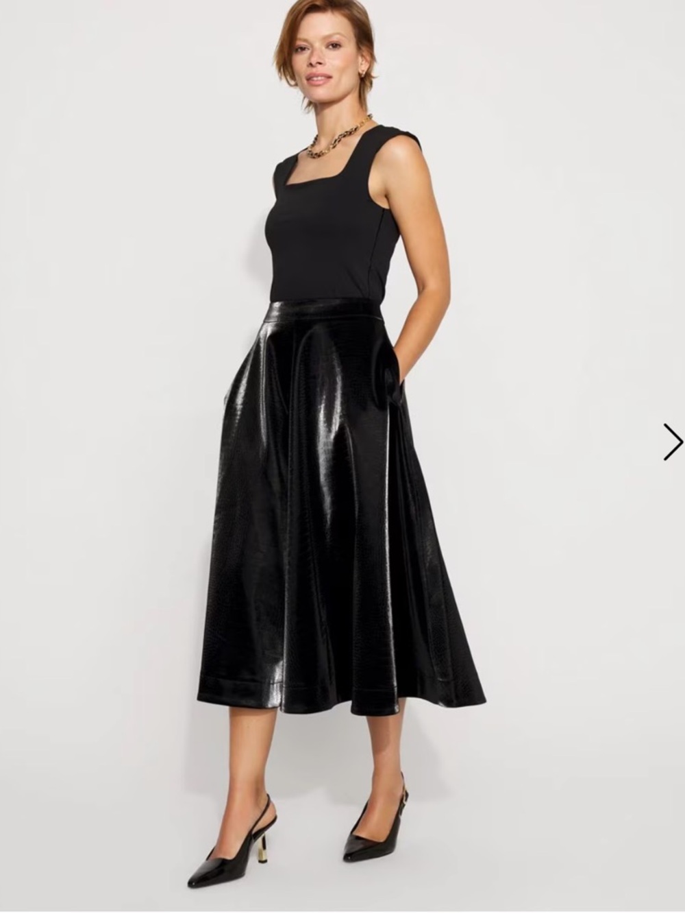 WHBM Faux Croc Midi Skirt